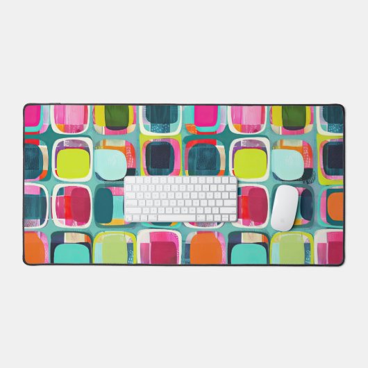 Geometrischer Farbblock Mitte Jahrhundert Moderne Schreibtischunterlage (Tastatur & Maus)