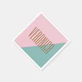 Geometrischer Farbblock Pink Aquamariner Personali Serviette (Ecke)