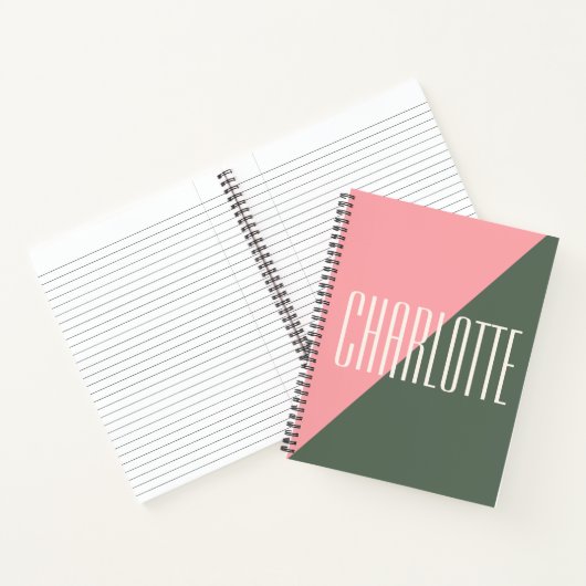 Geometrischer Farbblock Rosa Personalisierter Name Notizblock (Innenseite)
