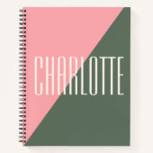 Geometrischer Farbblock Rosa Personalisierter Name Notizblock (Vorderseite)