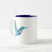 Geometrischer farbiger Bird Zweifarbige Tasse (Vorderseite Links)