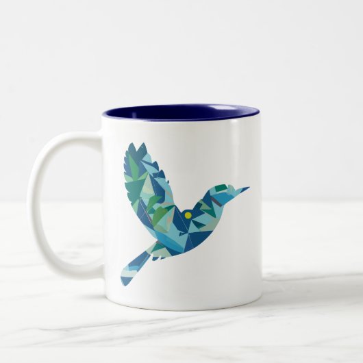 Geometrischer farbiger Bird Zweifarbige Tasse (Links)