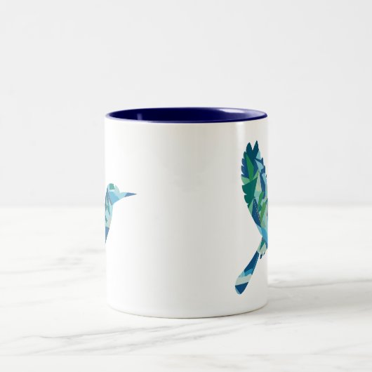 Geometrischer farbiger Bird Zweifarbige Tasse (Mittel)