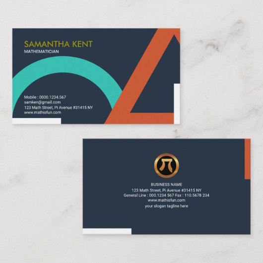 Geometrischer Form-Mathe-Überformatmathematiker Visitenkarte (Vorne/Hinten)
