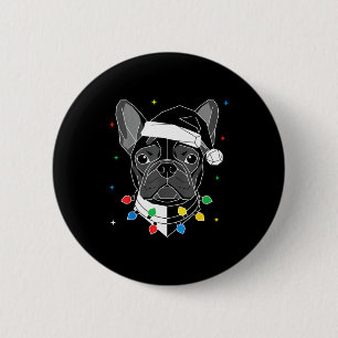Geometrischer Französischer Bulldogge Weihnachtsma Button