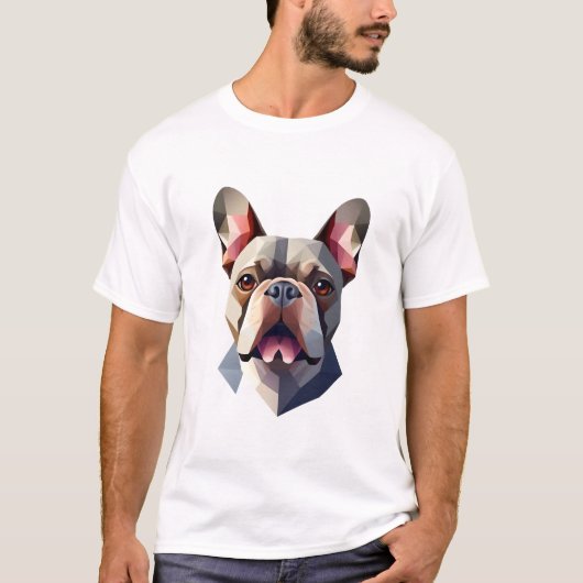 Geometrischer Frenchie-Kopf T-Shirt (Vorderseite)