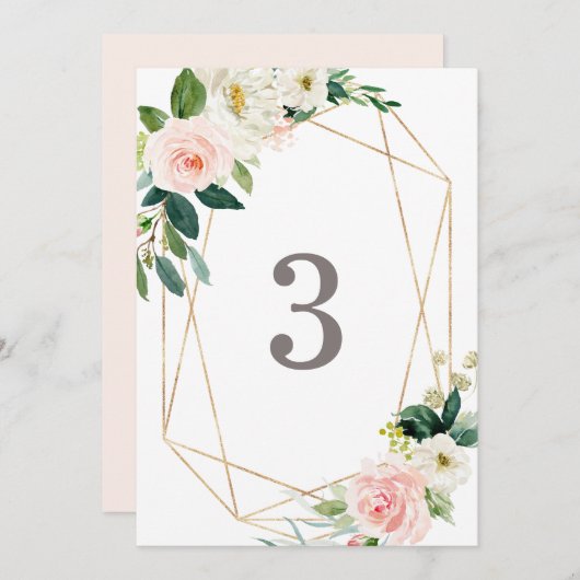 Geometrischer Frühlings-Romance Tischnummern (Vorne/Hinten)