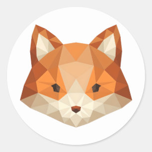 Geometrischer Fuchskopf Low Poly Waldtier Kunst Runder Aufkleber