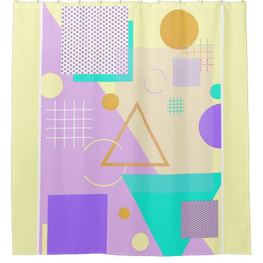 Geometrischer gelber Druck Duschvorhang (Vorderseite)