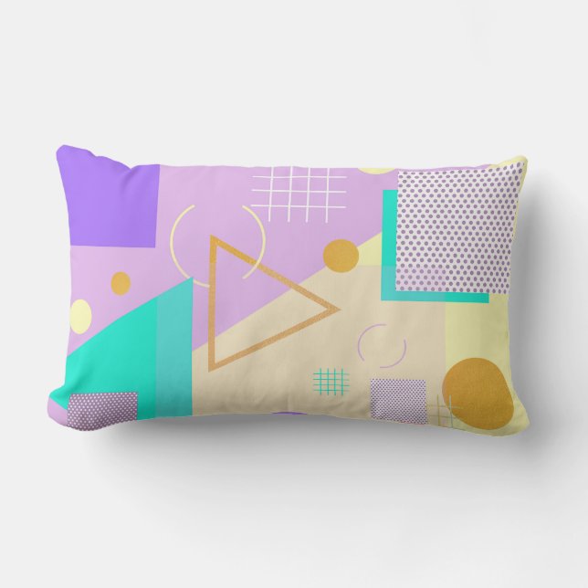 Geometrischer gelber Druck Lendenkissen (Vorderseite)