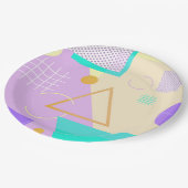 Geometrischer gelber Druck Pappteller (Schrägansicht)