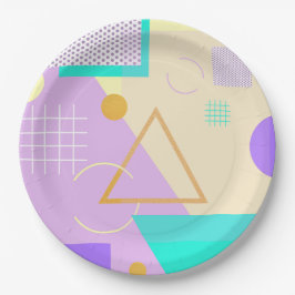 Geometrischer gelber Druck Pappteller