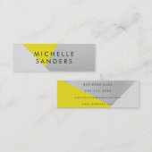 Geometrischer gelbgrauer Metallic Moderner Farbblo Mini Visitenkarte (Vorne/Hinten)