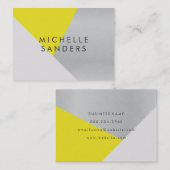 Geometrischer gelbgrauer Metallic Moderner Farbblo Visitenkarte (Vorne/Hinten)