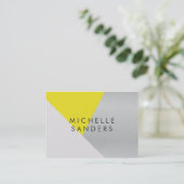 Geometrischer gelbgrauer Metallic Moderner Farbblo Visitenkarte (Stehend Vorderseite)