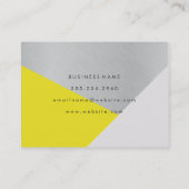 Geometrischer gelbgrauer Metallic Moderner Farbblo Visitenkarte (Rückseite)