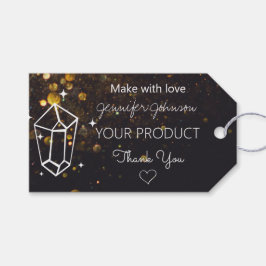 Geometrischer Glitzer auf dem Black Gift Tag Geschenkanhänger