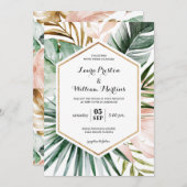 Geometrischer Glitzer-Rahmen-Hochzeiten von tropis Einladung (Vorne/Hinten)