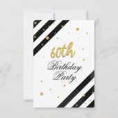 Geometrischer Glitzer Schwarz-weiß Streifen 60. Ge Einladung (Rückseite)