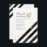 Geometrischer Glitzer Schwarz-weiß Streifen 60. Ge Einladung<br><div class="desc">Senden Sie die Einladungen für das kommende Meilenstein-Party mit unserem geometrischen 60. Geburtstag Glitzer Schwarz-weiß Stripe Einladung. Mit wunderschöner botanischer Aquarellblüte. Einfach mit den Party-Details personalisieren, indem Sie auf die Schaltfläche Anpassen klicken, um den Stil und die Platzierung des Textes weiter zu ordnen und zu formatieren. TIPP: Füge unsere ergänzenden...</div>