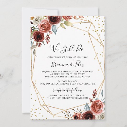 Geometrischer Gold-Glitzer, den wir immer noch neu Einladung (Vorderseite)