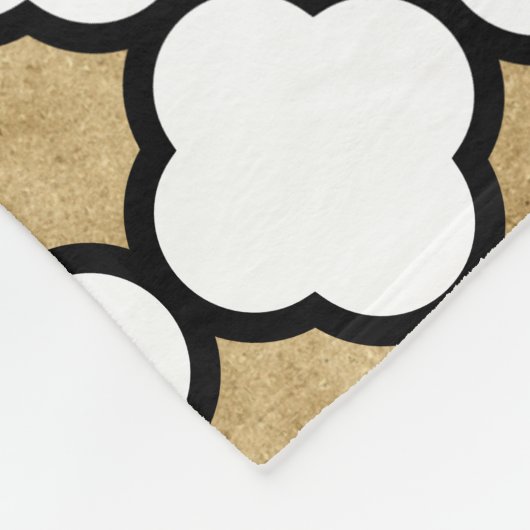 Geometrischer Gold-Glitzer-Schwarz-weiß-Quatrefoli Fleecedecke (Ecke)