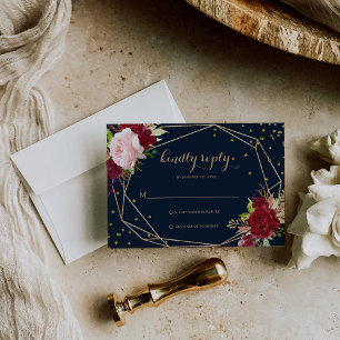 Geometrischer Gold-Glitzer und rote tropische Rsvp Karte