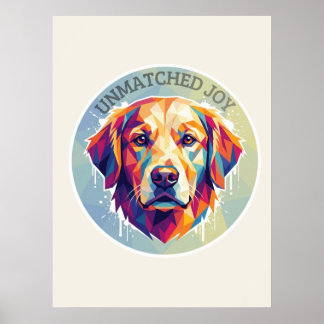 Geometrischer Golden Retriever - Farbige Pop-Art T Poster