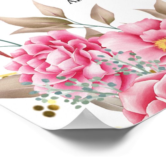 Geometrischer Goldrahmen Rosa Abschluss Poster (Ecke)