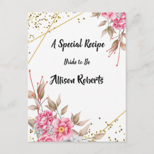 Geometrischer Goldrahmen Rosa Florale Hochzeitsdus Postkarte