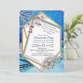 Geometrischer Goldrahmen-Winter-Junggeselinnen-Abs Einladung (Stehend Vorderseite)