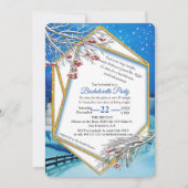 Geometrischer Goldrahmen-Winter-Junggeselinnen-Abs Einladung (Vorderseite)