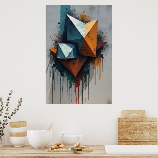 Geometrischer Graffiti-Splash Poster (Küche)