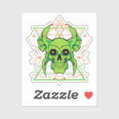 Geometrischer grüner Schädel Aufkleber (Blatt)