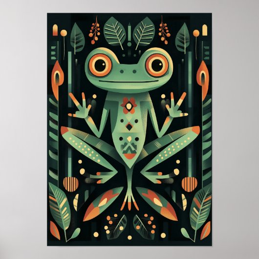 Geometrischer Grünfrosch Poster (Vorne)
