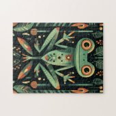 Geometrischer Grünfrosch Puzzle (Horizontal)
