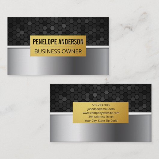 Geometrischer Hintergrund | Metallisch Visitenkarte (Vorne/Hinten)