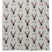 Geometrischer Hirschkopf mit Blume und überkreuzte Duschvorhang (Vorderseite)