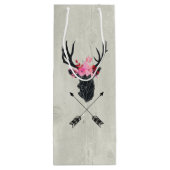 Geometrischer Hirschkopf mit Blume und überkreuzte Geschenktüte Für Weinflaschen (Rückseite)