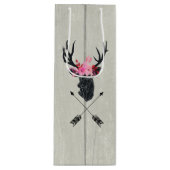 Geometrischer Hirschkopf mit Blume und überkreuzte Geschenktüte Für Weinflaschen (Vorderseite)