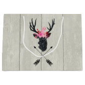 Geometrischer Hirschkopf mit Blume und überkreuzte Große Geschenktüte (Vorderseite)