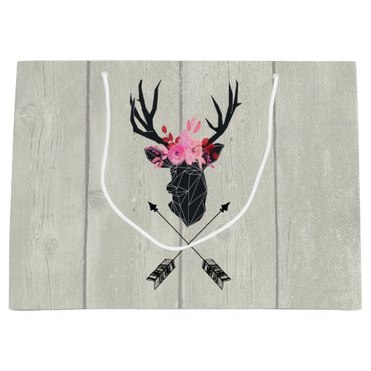 Geometrischer Hirschkopf mit Blume und überkreuzte Große Geschenktüte (Vorderseite)