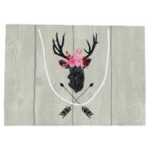 Geometrischer Hirschkopf mit Blume und überkreuzte Große Geschenktüte (Rückseite)