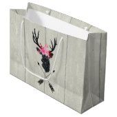 Geometrischer Hirschkopf mit Blume und überkreuzte Große Geschenktüte (Vorderseite Schrägansicht)