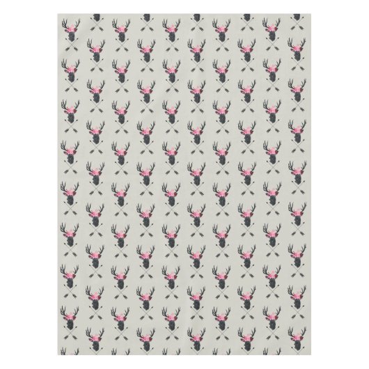 Geometrischer Hirschkopf mit Blume und überkreuzte Tischdecke (Vorderseite)