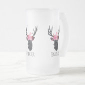 Geometrischer Hirschkopf mit Blumenkrone Mattglas Bierglas (VorderseiteRechts)