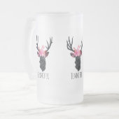 Geometrischer Hirschkopf mit Blumenkrone Mattglas Bierglas (Vorderseite Links)