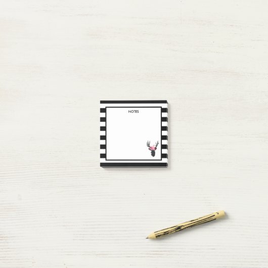 Geometrischer Hirschkopf mit Blumenkrone Post-it Klebezettel (Auf Schreibtisch)