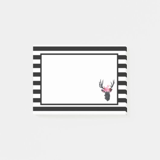 Geometrischer Hirschkopf mit Blumenkrone Post-it Klebezettel (Vorderseite)