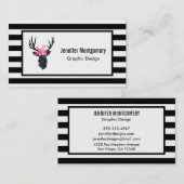 Geometrischer Hirschkopf mit Blumenkrone Visitenkarte (Vorne/Hinten)